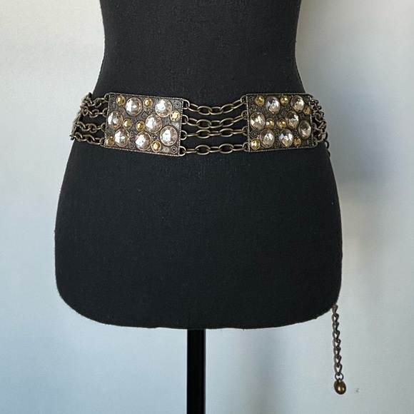 Glamorstar Western Chain Belts for Women Vintage Rhinestone Concho Waist Belts - Picture 11 of 11